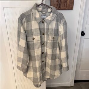 Old Navy Cream and Gray Checkered Jacket